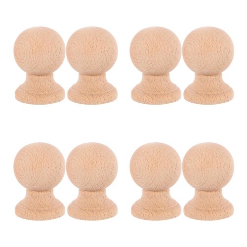 Wood ball finials 8pcs khaki - ball,