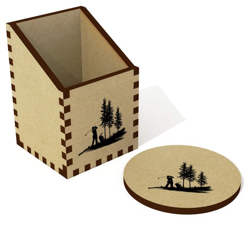 Golfer taking swing desk - taking, a