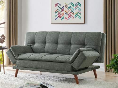 Grey fabric sofa bed - grey, cushioned