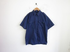 Military Shirt Short Sleeve Pilot Cotton Faded Blue Vintage Men's Size XL