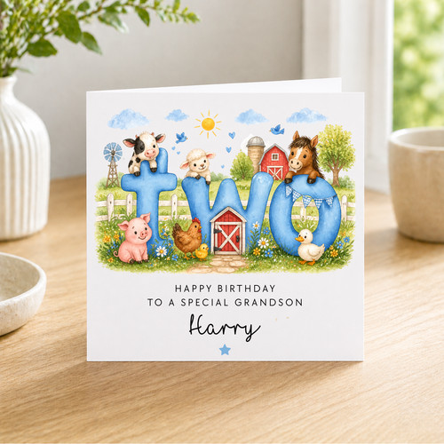 Personalized 2nd birthday card - 2nd,