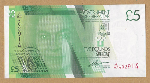Gibraltar note 2011 type - £5,