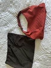 Red Gucci Horsebit Hobo Bag With Dust bag
