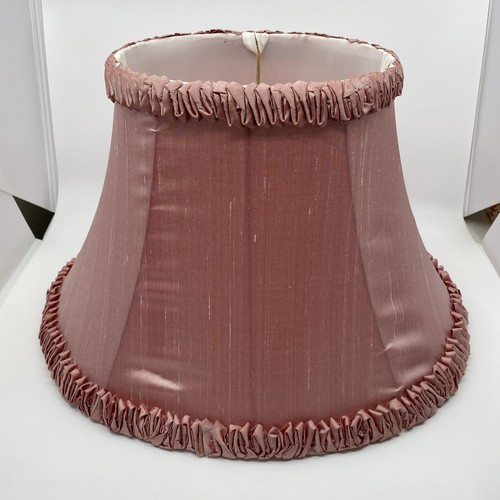 Pink satin ruffled lampshade - ruffled,