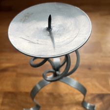 Grey metal candle stick holder