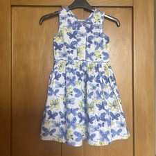 BHS Mini B Girls Age 5-6 Blue/Yellow Butterfly Dress. Excellent Condition