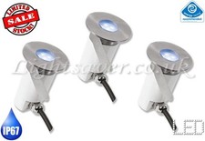 3 X 58MM BLUE LED LARGE DECKING LIGHT KIT. AURORA MARINE GRADE STAINLESS STEEL!