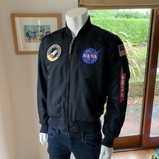 Alpha Industries Men's Casual Coat NASA Bomber Jacket, Black, Size L