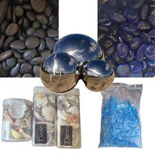 Decorative Glass Pebbles, River Stones, Chrome Balls, Sea Shells
