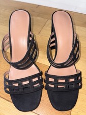 Fab Ladies TopShop Black Suede Block Heeled Slip On Shoes, UK Size 6, EUR 39