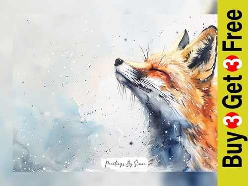 Serene orange fox - orange, watercolor