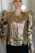 Jean Muir Rare Gold Silk Top, Size 12