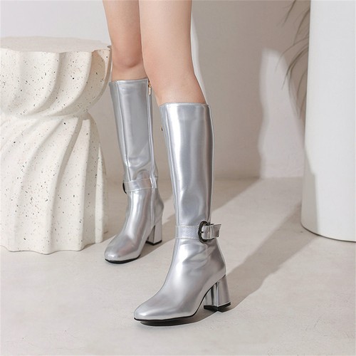 Women shiny metallic knee - metallic,