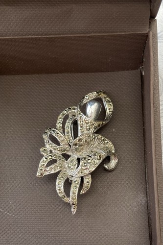 Vtg silver toned marcasite - silver,