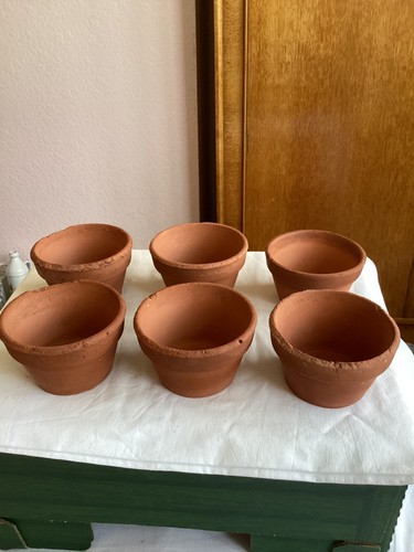 Six vintage terracotta flower - vintage,