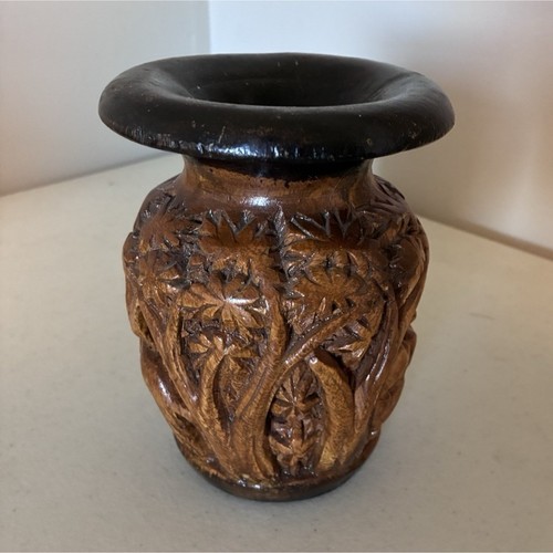 Hand carved wooden table - hand-carved, vase