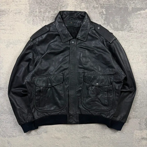 Vintage leather flight jacket - leather,