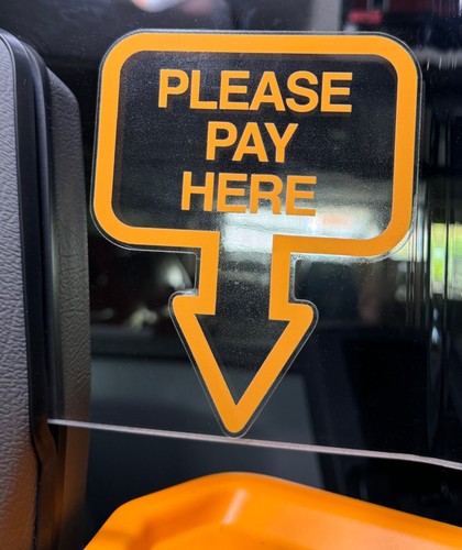 Please pay here sticker - pay, here”
