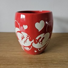 Disney Mickey Minnie Mouse Mug Love Heart Shaped Ceramic Coffee Cup Red