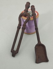Antique dolls house fire irons