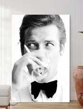 Roger Moore Smoke Canvas Picture- Framed Print Fine Art Paper Poster - Wall Art