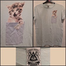 Drop Dead Peak A Boo Kitten T-shirt Justin Bieber 2012 Pocket Tee Medium 