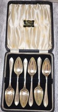 Silverplate Grapefruit Spoons Set, Sheffield, 1900s.