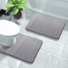 Bath Mat 2 Piece Set Memory Foam Pedestal Non Slip Bathroom Mats Soft Toilet Rug