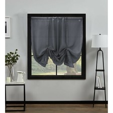 Grey Plain Voile Tie Blinds 140cm (55") Wide - Slot Top Panels - Free Postage