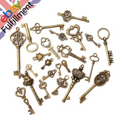 46* Old Vintage Antique Skeleton Keys Lot Large Small Necklace Pendant Bronze
