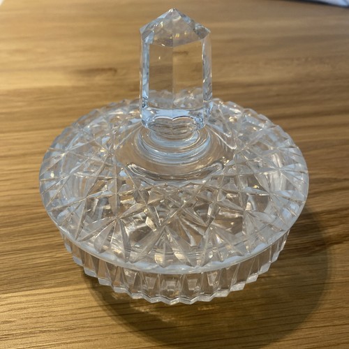 Trinket jar cut glass heavy - trinket,