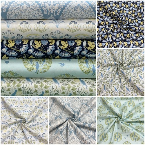 Voysey cotton fabric - birds, in
