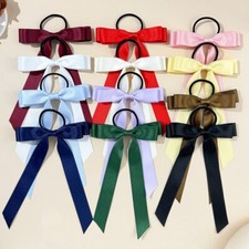 Extra Long Smooth Velvet Ribbon Hair  Bows Thick Elastic bobbles Hair clips  UK