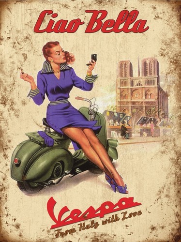 Vintage retro scooter wall - vintage,