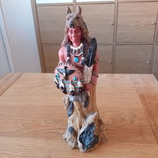 Native American Indian Warrior Resin Intricate Detailed Statue : Height 26 cm