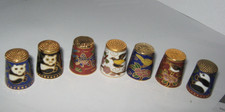 7x vintage cloisonné thimbles