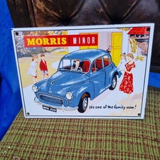 Enamel Sign Morris Minor Original Garnier Rare Pictorial Stunning Motoring Sign