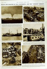 Original Old Vintage Print 1950 New Jersey Explosion Amboy Ship Cossack Tornado