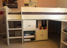 Stompa Midsleeper With Mattress And Extendable Desk in very good condition 