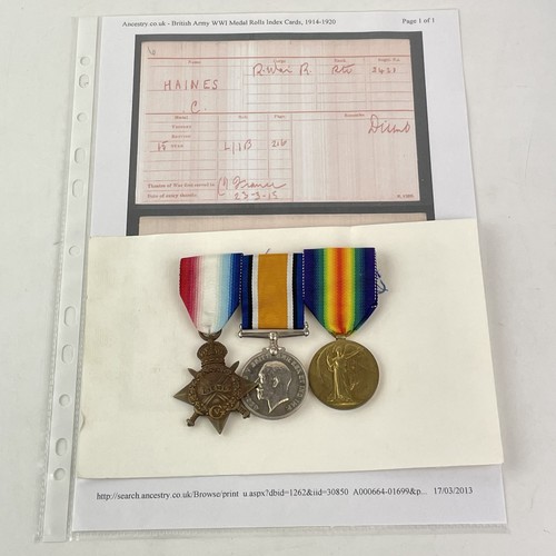 Ww1 1914 star trio medals - 1914-15,