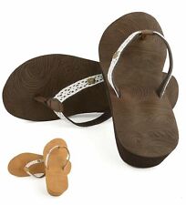 LADIES WOMENS LEATHER LOW HEEL WEDGE SUMMER FLIP FLOP TOE POST SANDALS SHOES UK