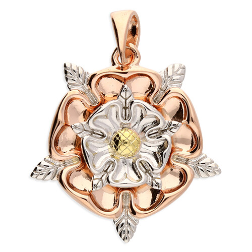 Gold silver tudor rose - silver, pendant