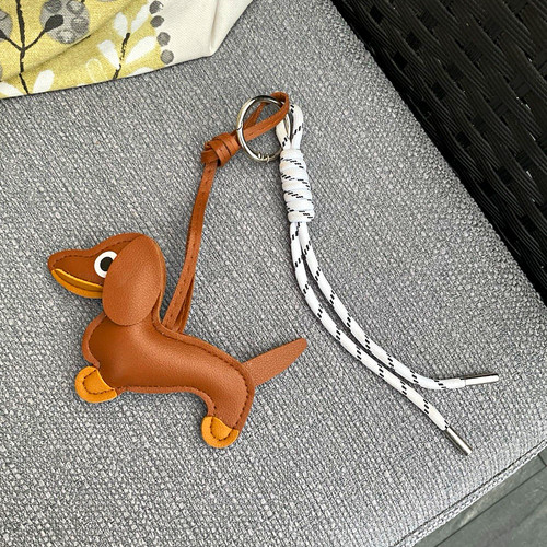 Brown dachshund faux - faux, leather