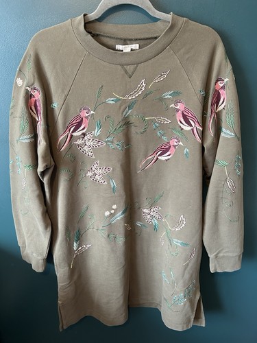 White stuff embroidered bird - white,