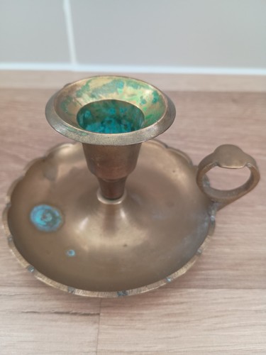 Vintage brass chamber stick - chamber,