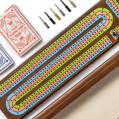 Wooden cribbage board - 15.7",