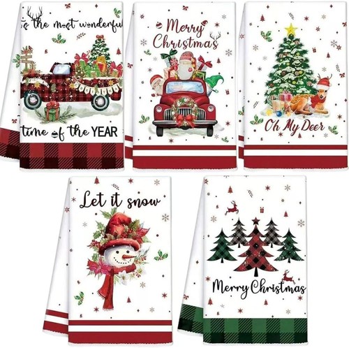 5pcs christmas tea towel oven - tea,