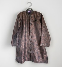 Boy’s Indian Wedding Outfit/Sherwani Top/Jacket/Diwali Top, Brown, VGC, Age8