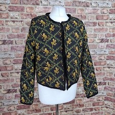 Louche Claudie Monkey Jacket Blazer UK 14 Womens Fitted Black Mustard Raw Edge