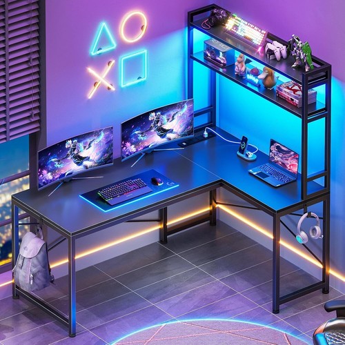 Shaped computer desk with - computer,